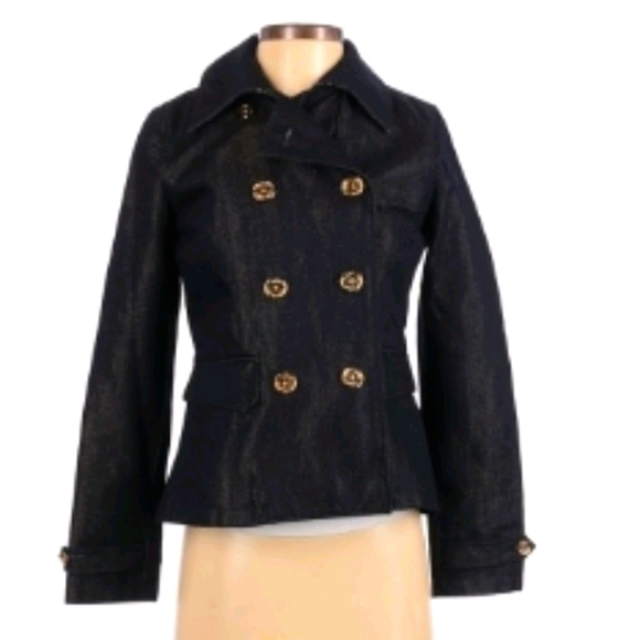 L NEW Lauren Ralph Lauren Moto Denim Jacket Double Breasted Lady's Small Petite - Picture 4 of 7